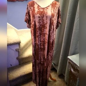 NWT Lularoe Medium Macy Maxi Dress Maroon & Pink RARE 2XL